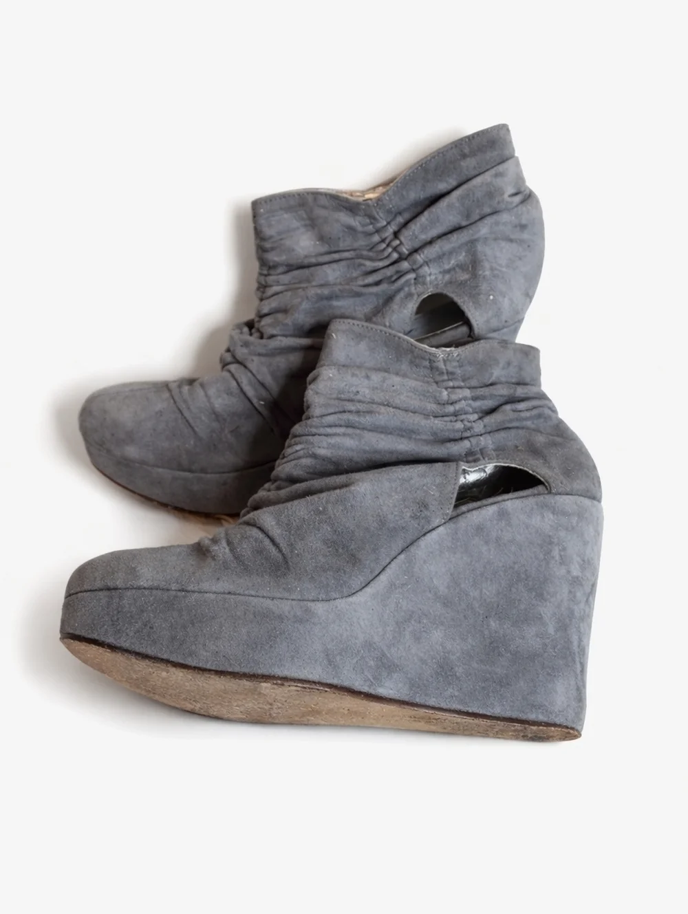 Tashkent By Cheyenne Pearl Gray Suede Wedge Retro Vibe Boot8es 10
